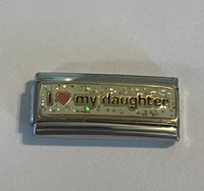 I Love My Daughter - Con Brillo - Doble Eslabón 9mm Dije Italiano Para Pulsera