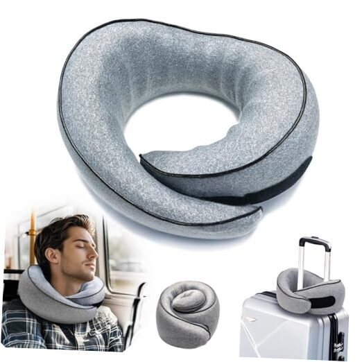 Travel Pillow, 360° Support Stowable Pillow, High Resilience Memory Foam