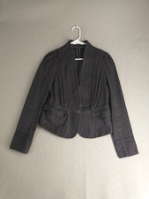 Ann Taylor Loft Womens Blazer 4 Navy Blue Long Sleeve One Button V Neck Jacket