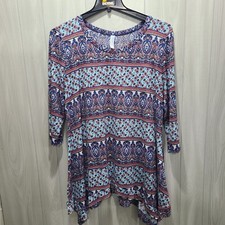 Paisley Grace Womens Top Size XL Made In USA Paisley Pattern Waterfall