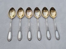 Rare Set 6 Cuillère à Mokka Art Nouveau Paris Motif En 800er Argent,F.Bahner