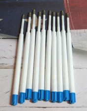 12 BLUE Plastic Ballpoint Pen Ink Refills Medium Point Parker Style-USA seller