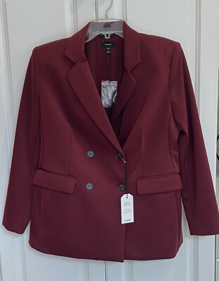 NWT Express size Petite Large burgundy double knit double