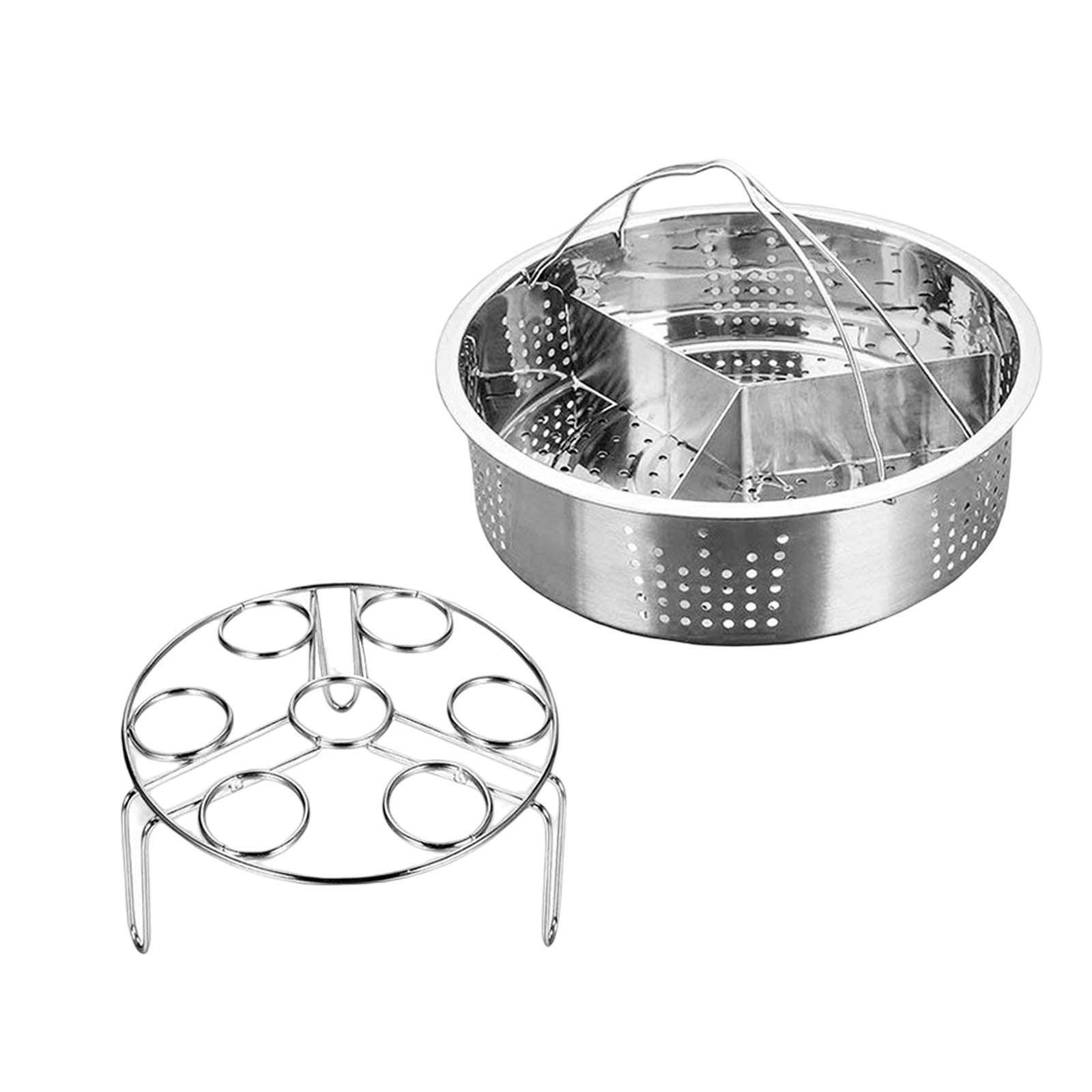 3 Pieces 304 Stainless Steel Steamer Basket with Removable Dividers