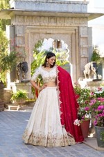Off White wedding chaniya choli for gift, designer Lengha choli set for Women US
