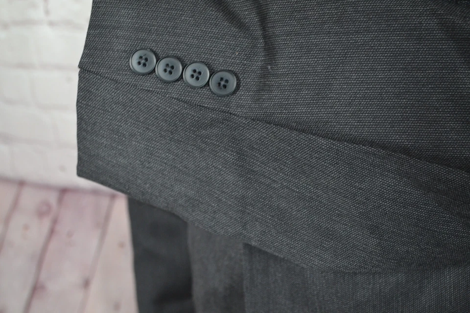 DKNY Hombres Negro Lana REG FIT 2 Botones Abrigo Deportivo Blazer Chaqueta TALLA 46L Foto 3 de 4