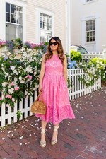 Eliza J Women's Ruffle Lace Midi Sleeveless Dress In Pink Size 0