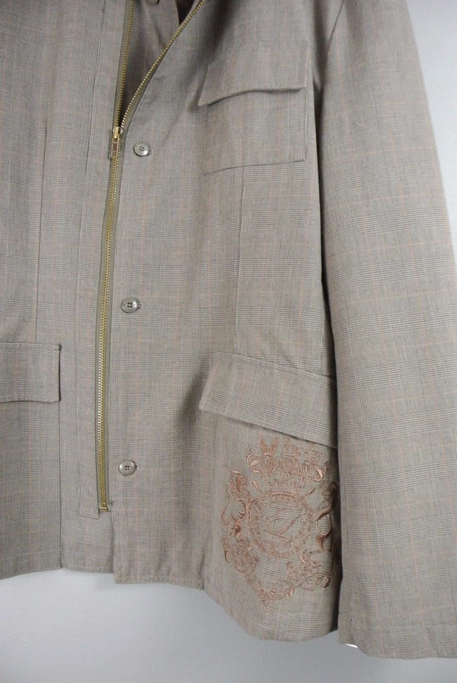 Chaqueta Hombre Lavandería Inglesa Marrón L Algodón Cremallera Cuadros Safari Informal 123 Foto 2 de 4