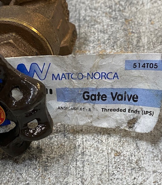 3 Qty of Matco-Norca Gate Valves 514T05 (3 Quantity) 