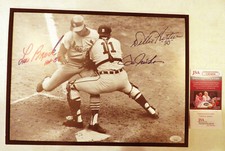 1968 World Series Tigers Bill Freehan Lou Brock Classic Signed 11x14 B&W Photo