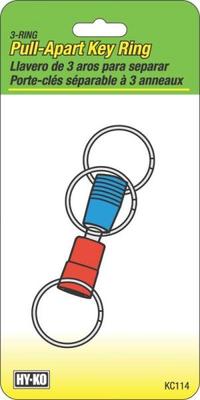 NEW HY-KO KC114 3 WAY PULL APART KEY RING HOLDER 6978951