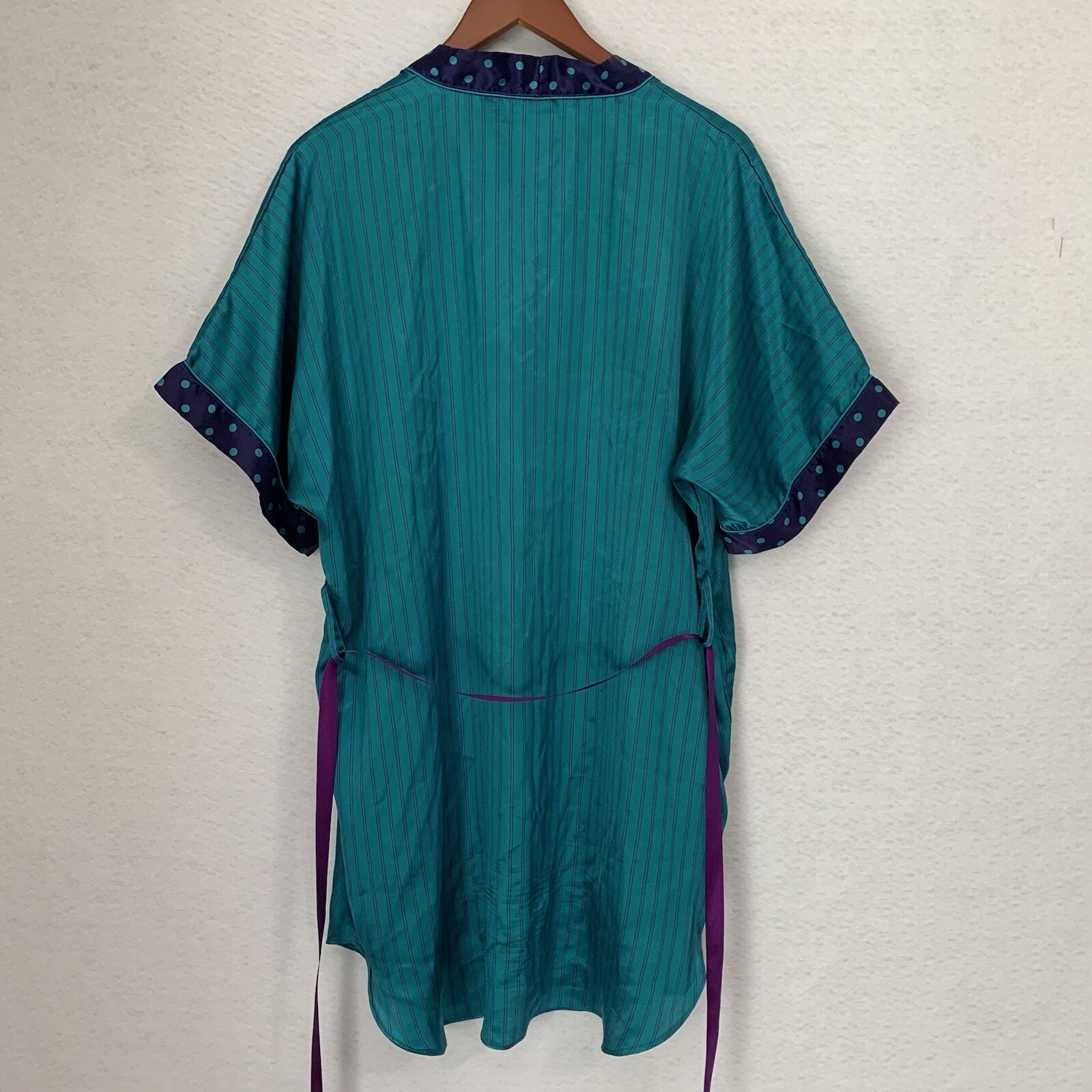 Kathryn Robe Women S Turquoise Purple Stipe Polka Dot Kimono Loungewear Fairy