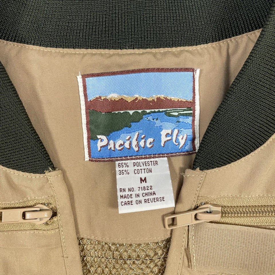 Pacific Fly Utility Fishing Vest Men’s Size Medium (M) Brown Khaki 20 Pockets! - Image 3 of 4