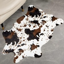 Cowhide Rug Cow Print Area Carpet Non-Slip Faux Animal Hide for Living Room   