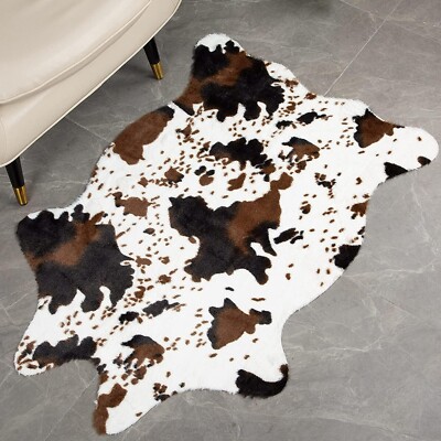 Cowhide Rug Cow Print Area Carpet Non-Slip Faux Animal Hide for Living Room  