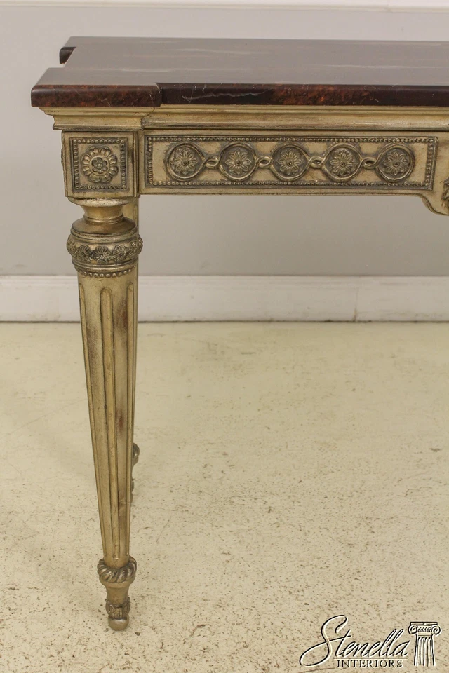 L58333EC: Mesa consola superior de mármol sintético dorado plateado estilo Regency Foto 4 de 4