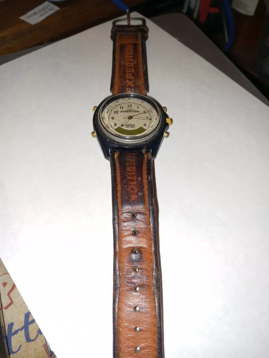 Timex Man s Expedition Metal Combo Black Analog Digital Watch Orig. Leather Band