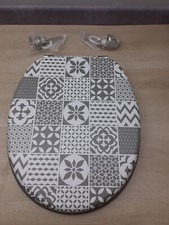 Wirquin Woody WC-Sitzmatte – Design ‚Zementfliesen‘, MDF-Material, Universal Für Alle Toiletten