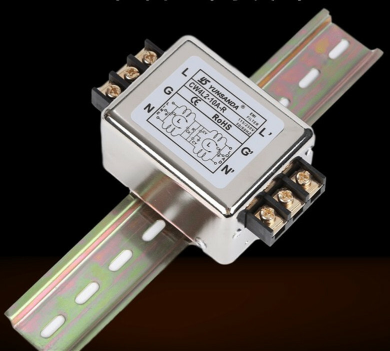 Single-phase AC EMI Filter 220V 10A Rail Type Base Plate Buckle