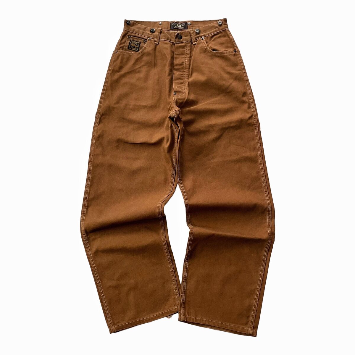 RRL Double RL Brown Work Pants Carpenter With Buckle Back RRL Double RL Brown Work Pants Carpenter With Buckle Back