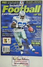 COWBOYS AUTO EMMITT SMITH SIGNED 2002 BECKETT FOOTBALL CARD MONTHLY MAGAZINE