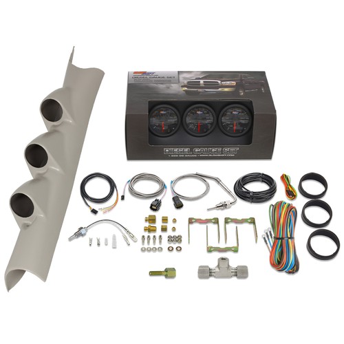 GlowShift Black Boost/2400F EGT/Trans Temp Gauges & Pod Fits 10-18 Ram Cummins - Foto 1 di 8