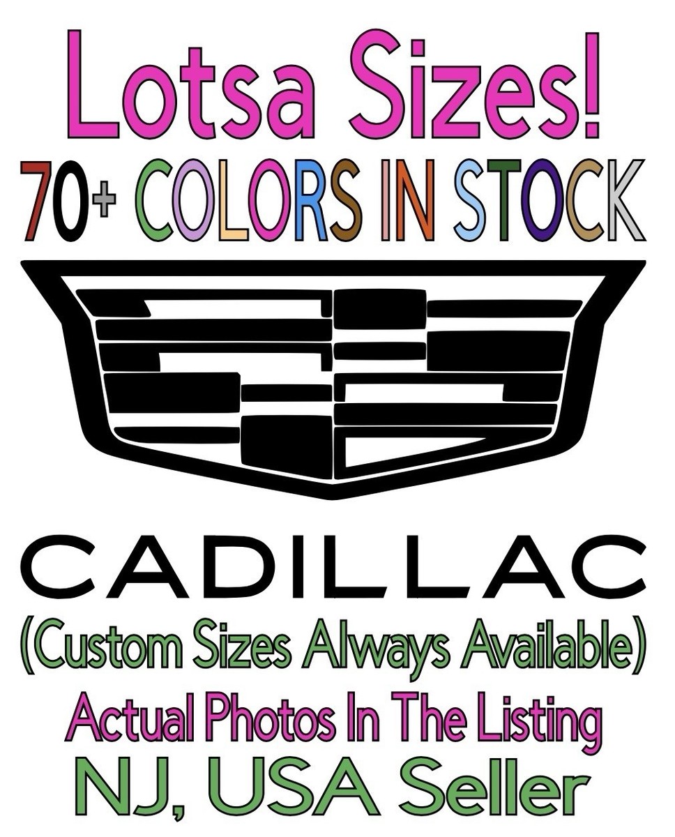 Cadillac Die Cut Vinyl Decal w/Gothic Font Many Sizes Colors