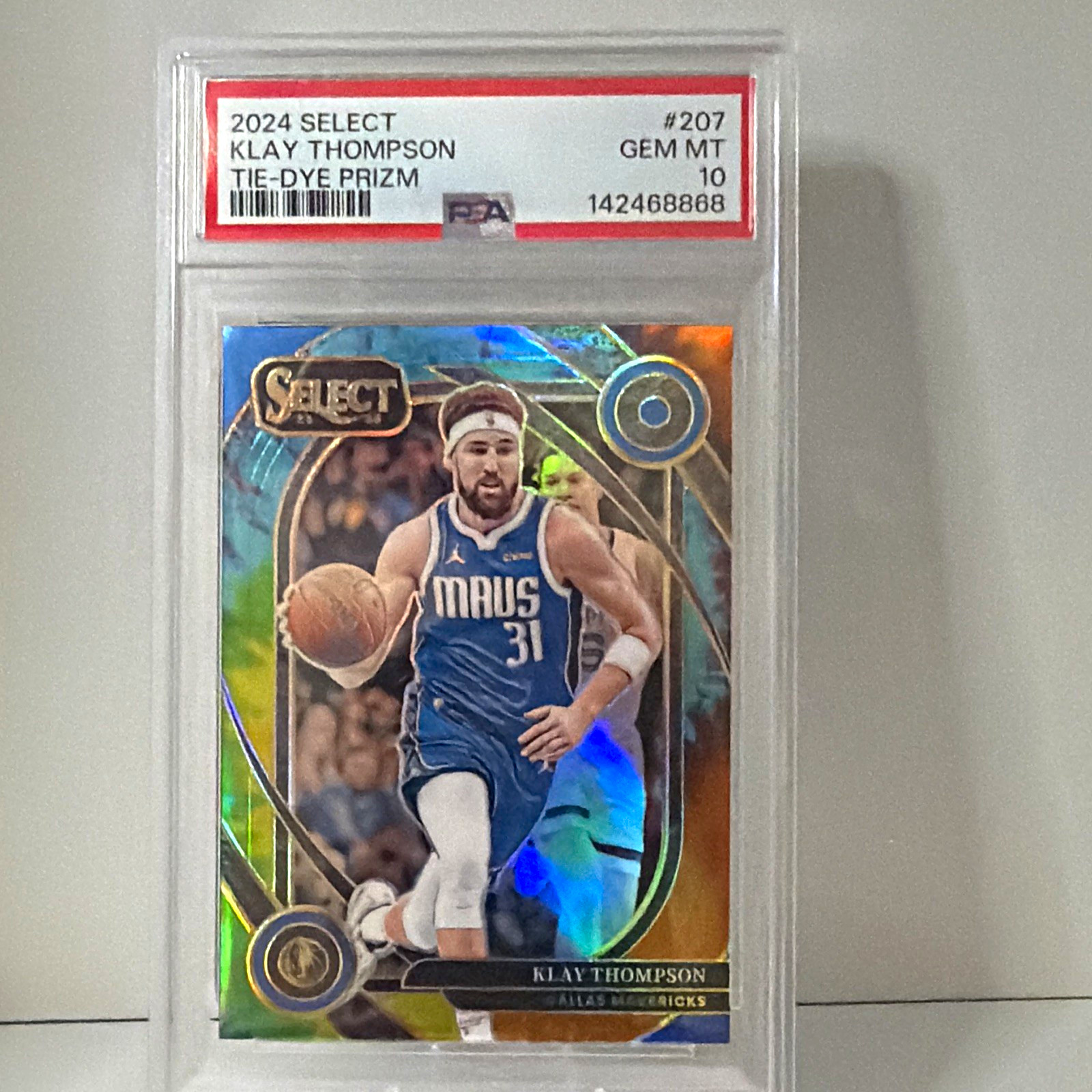 Panini Select 2024-25 Klay Thompson Tie-Dye Prizm #207 PSA 10 /25