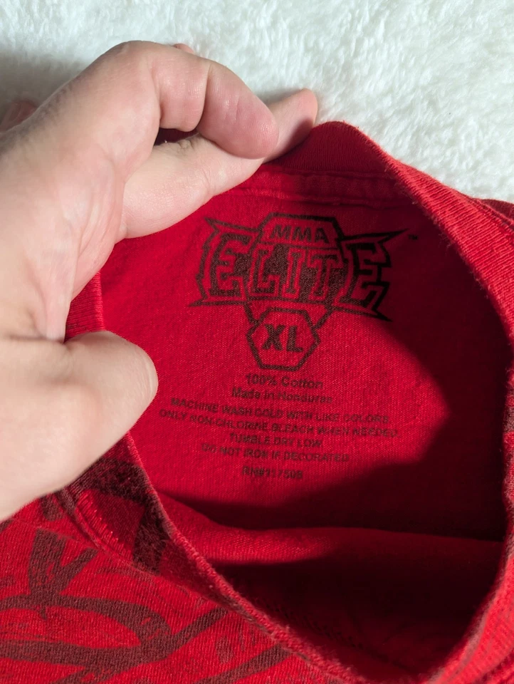 Camisa Y2K MMA Elite Roja Estampado Completo Águila Grunge Cruz Gótica Adulto Talla XL Foto 4 de 4