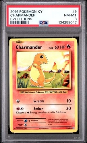 2016 Pokémon XY #9 Charmander Evolutions PSA 8 NM-MT
