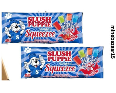 Slush Puppy The Original Squeezee Freeze Pops - 10 x 60ml Strawberry, Red Cherry