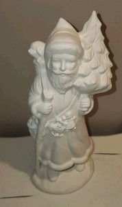 Santa Carrying the puppy and tree 10" tall Ceramic Bisque Ready To Paint