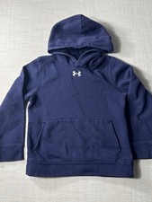 Under Armour Youth Boys Hoodie Navy Blue Small Loose Fleece Pullover