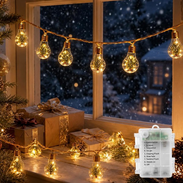 Weihnachtsbeleuchtung Lichterkette 3,7M 12LED Warmweiß 8 Modi FüR Innen Garten-image
