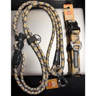 Arcadia Trail REFLECTIVE ADJUSTABLE 4 ft to 7 ft HAND FREE Paracord Leash+Collar