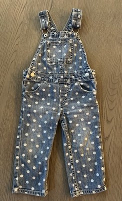 Oshkosh Genuine Kids Overalls Baby Girls Size 18 Months Polka Dot Blue White