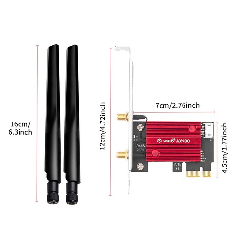 Adaptateur AX900 PCIe WiFi 6 Carte 2.4G 5G Bluetooth Wifi pour Bureau Windows 10/11 - Photo 6/6