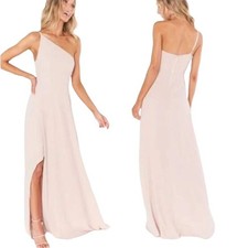 Show Me Your MuMu Shannon One Shoulder Maxi Dress XS Dusty Blush Crisp Chiffon