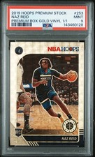 2019 Hoops Premium Stock #253 Naz Reid Rookie GOLD VINYL 1/1 PSA 9 Wolves RC 