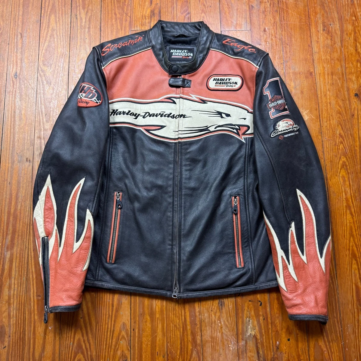 harley davidson leather racing jacket products for sale | eBay