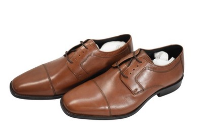 Johnston & Murphy Dress Shoes Mens Size 10.5W Brown Leather Cap Toe 59-11566
