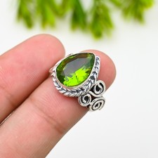 Peridot Gemstone 925 Sterling Silver Ring Handmade Jewelry Ring Gift For Love