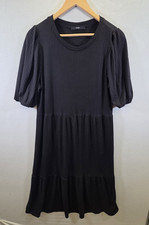 George Ribbed Midi Dress Womens UK 14 Grey Short Sleeve Stretch Casual