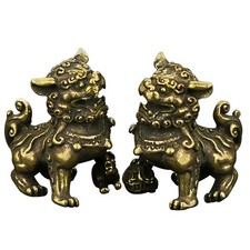 1 Pair Feng Shui Lion Ornament Desktop Lion Adornment Copper Decor Lion Ornament