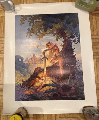 Greg Hildebrandt Female Warrior Lithograph Poster Signed 228/2000 Unicorn Pub.