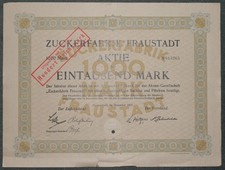Cukrownia Fraustadt 1921 1000 marek
