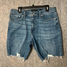 Lucky Brand Men's Size 34 Medium Wash distressed raw hem denim shorts