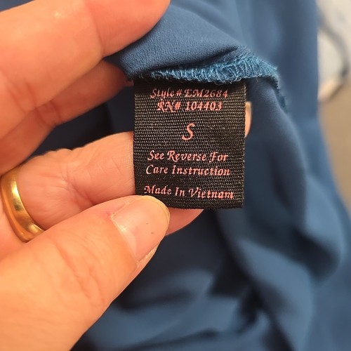 E&M Blouse Top Womens Size Small (RUNS BIG) Matte Blue Casual Business - Picture 17 of 18