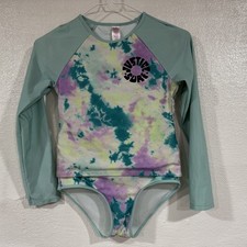 Justice Surf Rash Guard Swimsuit Womens Large 12 14 Tie Dye Long Sleeve Swim Set