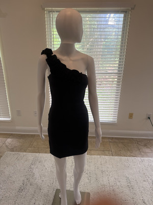 A|X Armani Exchange Black One-Shoulder Ruffle Bodycon Mini Dress Size 10